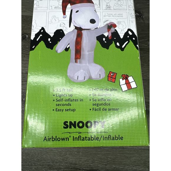Snoopy Peanuts Christmas Self Inflatable 3.5' Tall LED Gemmy Santa Toy Sack - Picture 6 of 6